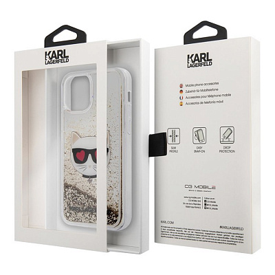 Чехол Karl Lagerfeld Glitter case для iPhone 12/12Pro, серебристый