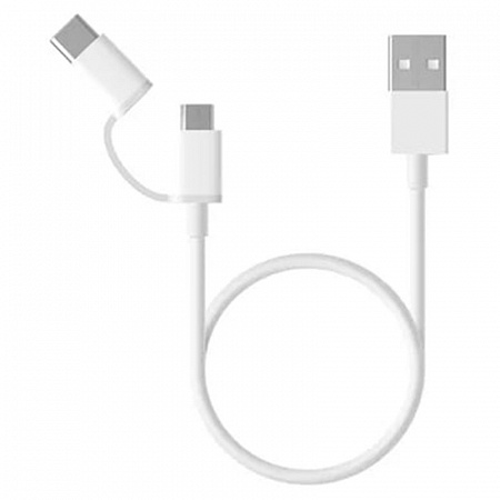 USB-кабель XIAOMI Mi 2-in-1 USB Cable / Micro-USB Type-C, 30 см, белый