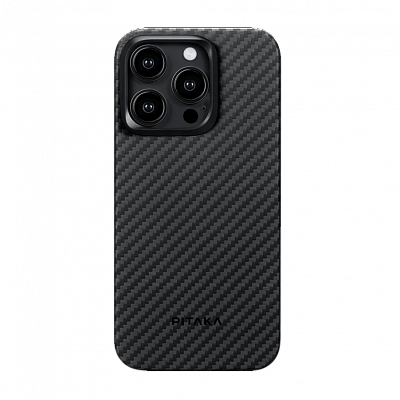 Чехол Pitaka MagEZ 4 для iPhone 15 Pro 6.1", кевлар, черно-серый