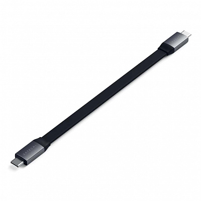 Кабель Satechi Flat USB-C to USB-C, длина 22,8 см, 100Вт, черный