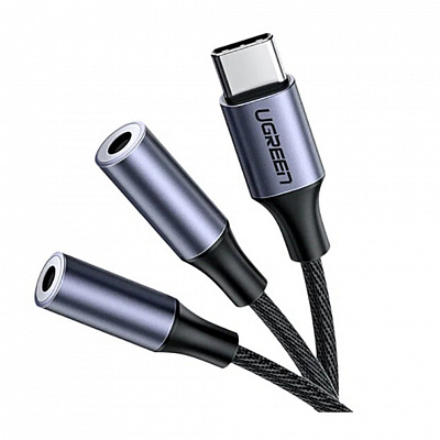 Разветвитель UGREEN AV144 USB Type C Male to 3.5mm 2 Female Audio Cable, 20см