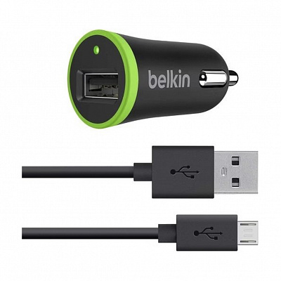 АЗУ Belkin Universal Car Charger+Cable MicroUSB, 5 Вт, черный