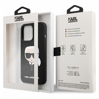 Чехол Karl Lagerfeld LIQUID SILICONE KARL'S для iPhone 13 Pro, черный