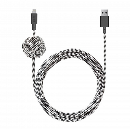 Кабель с фиксатором Native Union Night Cable USB-Lightning, 3 м. Zebra