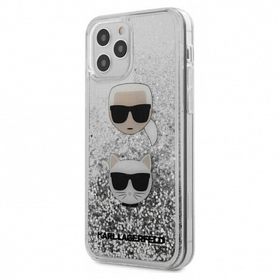 Чехол CG Mobile Karl Lagerfeld Liquid glitter Karl and Choupette heads Hard для iPhone 12/12 Pro,
