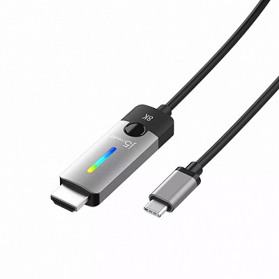 Кабель j5create USB-C to 8K HDMI 2.1, 1.8 м, черный/серый