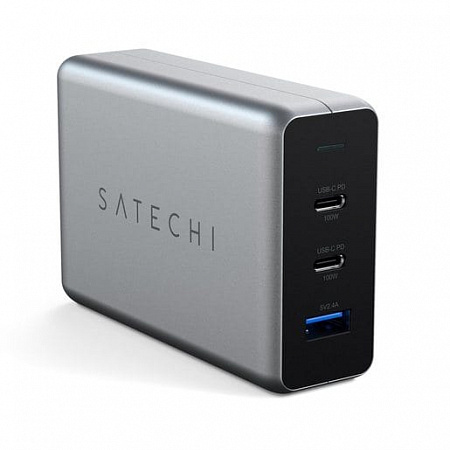 СЗУ Satechi 100W USB-C PD Compact GaN Charger, 100 Вт, "серый космос"