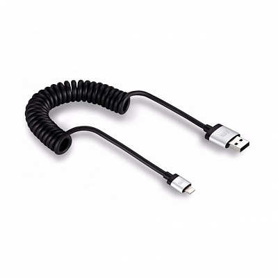 АЗУ Just Mobile Highway Max with Coiled Lightning Cable, черный