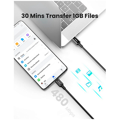 Кабель UGREEN US300 (80371) Type-C Male to Type-C Male 2.0 ABS Shell 5A Current, черный
