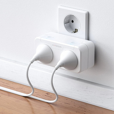 Умная розетка Satechi Homekit Dual Smart Outlet, белый