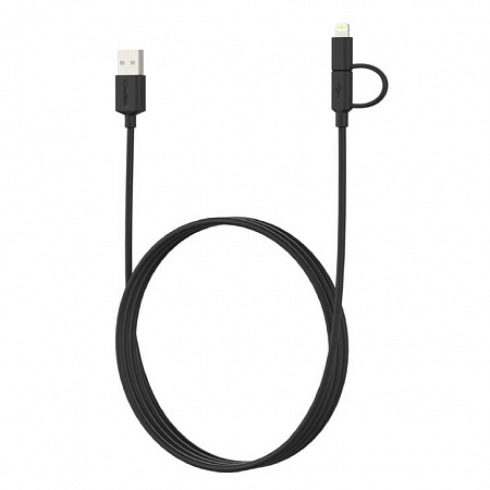 Кабель Kenu TripLine USB - MicroUSB/Lightning, 2 м, черный