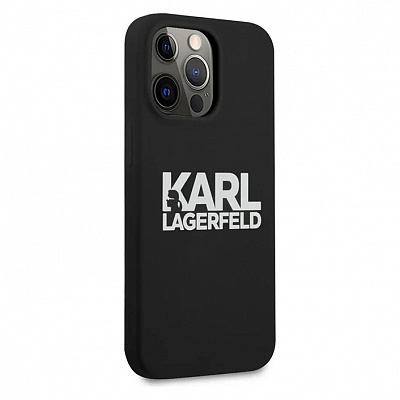 Чехол Karl Lagerfeld SILICONE WHITE LOGO для iPhone 13 ProMax, черный