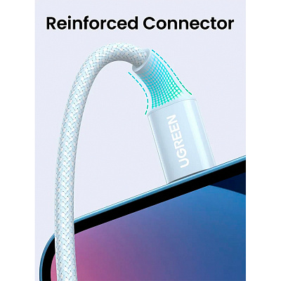 Кабель UGREEN US563 (15279) USB-C to USB-C Silicone Fast Charging Cable, 1 м, голубой