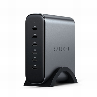 Зарядное устройство Satechi 200W USB-C 6-Port PD GaN Charger EU, "серый космос"