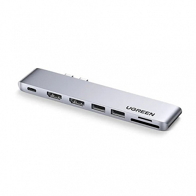 Конвертер UGREEN CM356 Dual USB-C To 2*USB 3.0 A+USB-C Female+ 2*HDMI+TF/SD Converter