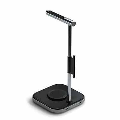 Подставка для наушников Satechi 2 в 1 Headphone Stand with Wireless Charger, "серый космос"