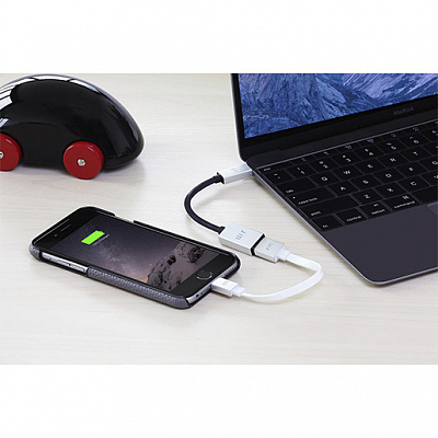 Адаптер Just Mobile AluCable USB-C 3.0 male на USB-A female , 15 см, серебряный/черный