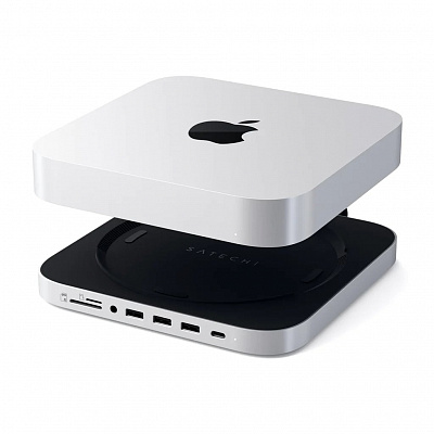 USB док-станция с подставкой Satechi Mac Mini Stand & Hub для Mac Mini с SSD Enclosure