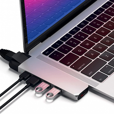 USB-хаб Satechi Aluminum Pro Hub с Ethernet