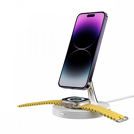 Беспроводное зарядное устройство SwitchEasy MagPower 2-in-1 Magnetic Wireless Charger для iPhone/Apple Watch/AirPods, белый