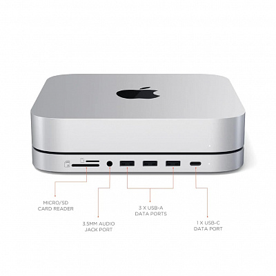USB док-станция с подставкой Satechi Mac Mini Stand & Hub для Mac Mini с SSD Enclosure