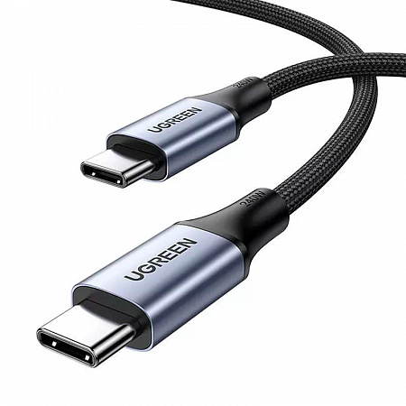 Кабель Ugreen US535 (15311) USB-C to USB-C 240WPD Fast Charging в оплетке, 1м, серый космос