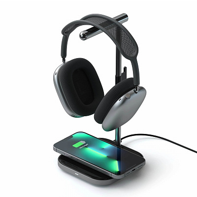 Подставка для наушников Satechi 2 в 1 Headphone Stand with Wireless Charger, "серый космос"