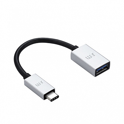 Адаптер Just Mobile AluCable USB-C 3.0 male на USB-A female , 15 см, серебряный/черный