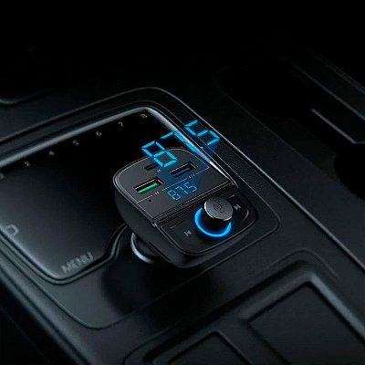 Автомобильное зарядное устройство с беспроводной гарнитурой UGREEN CD229 (80910) FM/Bluetooth Transmitter/Car Charger + TF Slot, черный