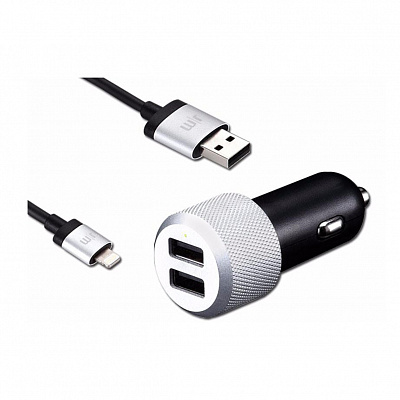 АЗУ Just Mobile Highway Max with Coiled Lightning Cable, черный